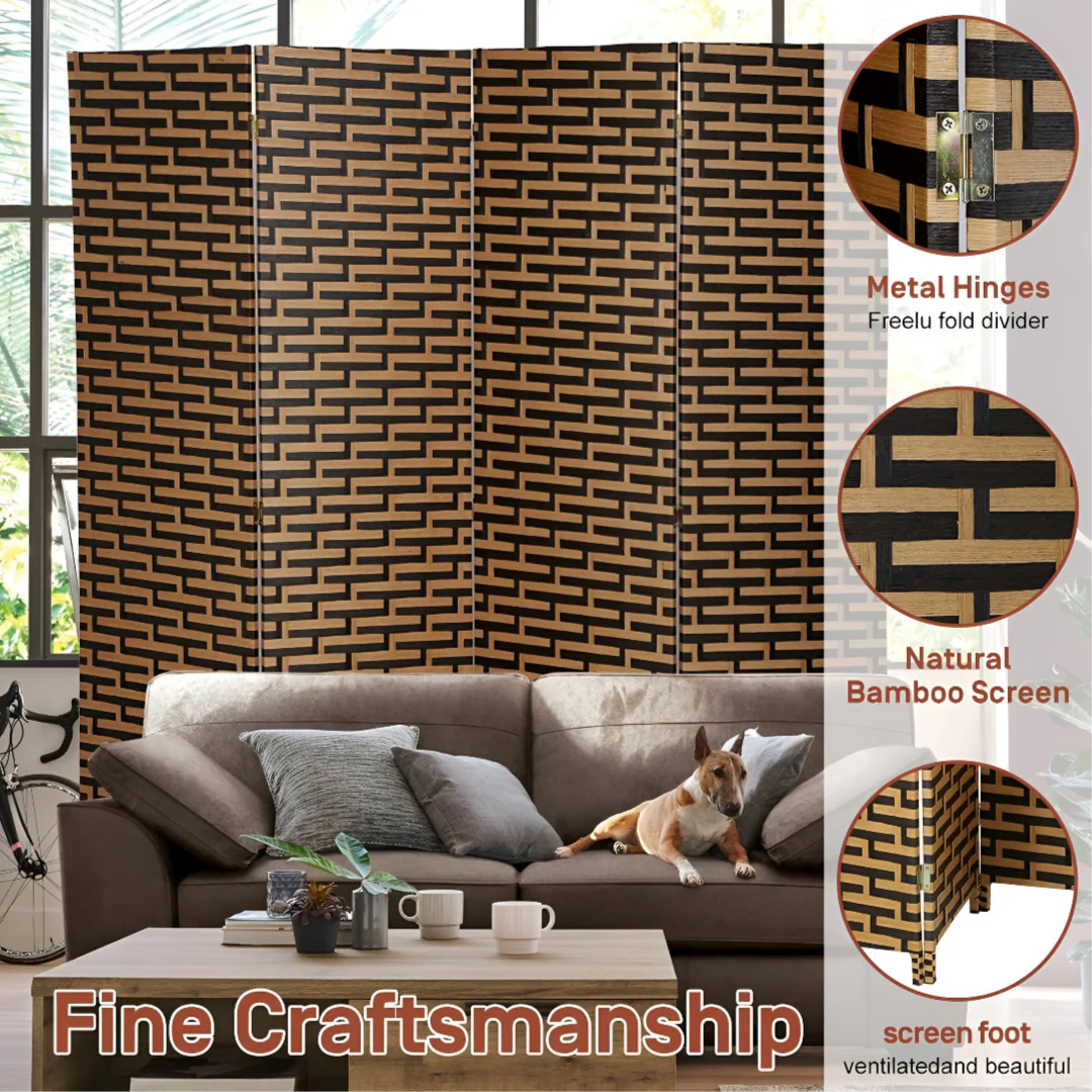 Folding Room Separator , 4-Panel Foldable Room Divider