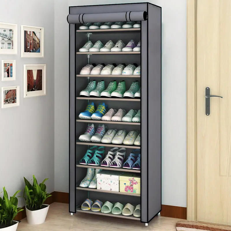 Affordable 10 Layer Shoe Rack with Doors happyhome