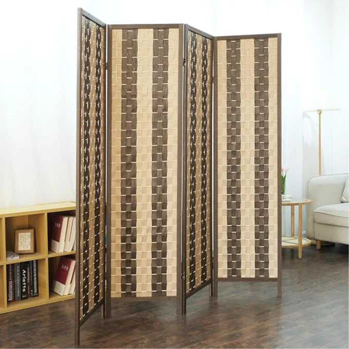 Foldable Wooden Room Divider, Double-Sided Room Divider Screen