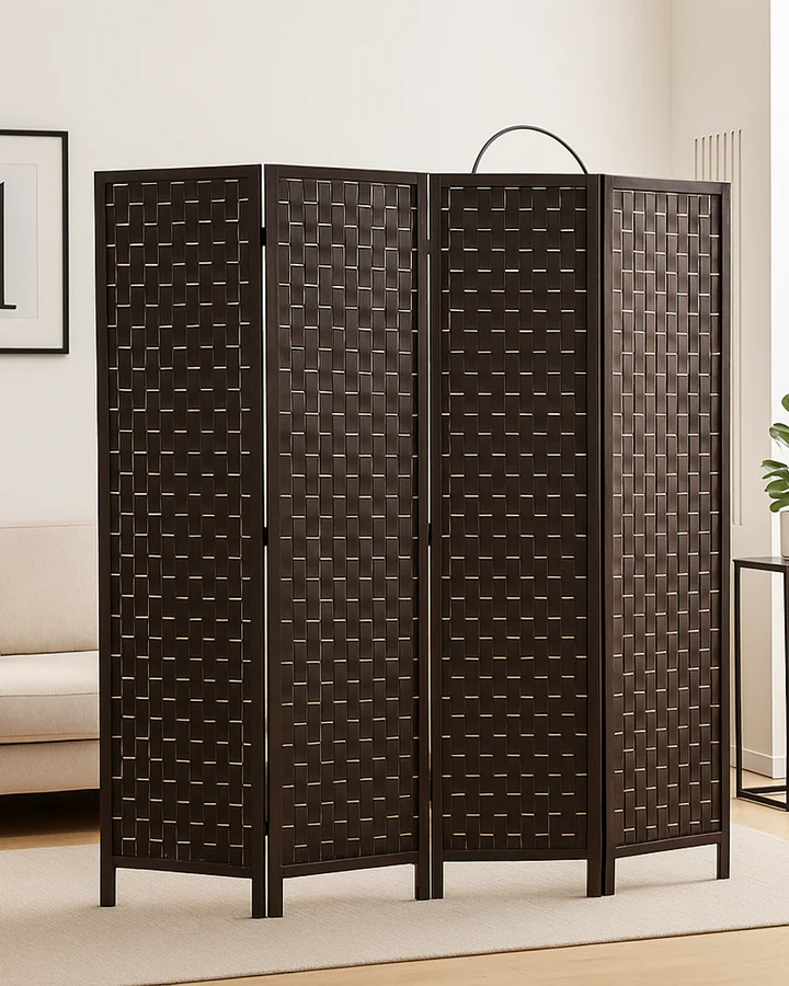 Foldable Wooden Room Divider, Double-Sided Room Divider Screen