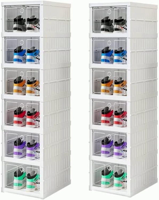 6-Tier Foldable Shoe Storage Cabinet, Foldable Shoe Rack Organizer