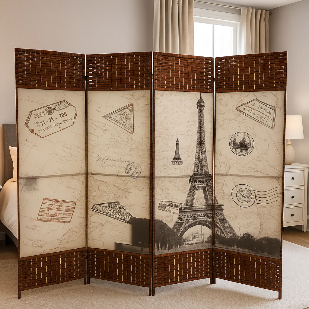 Printed Foldable Room Divider, Foldable Room Partition with Printed Design