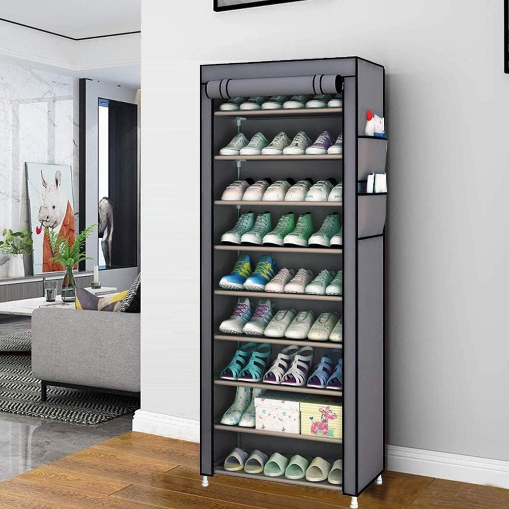 10 Layer Zipper Shoe Rack, Fabric Shoe Rack with Zipper