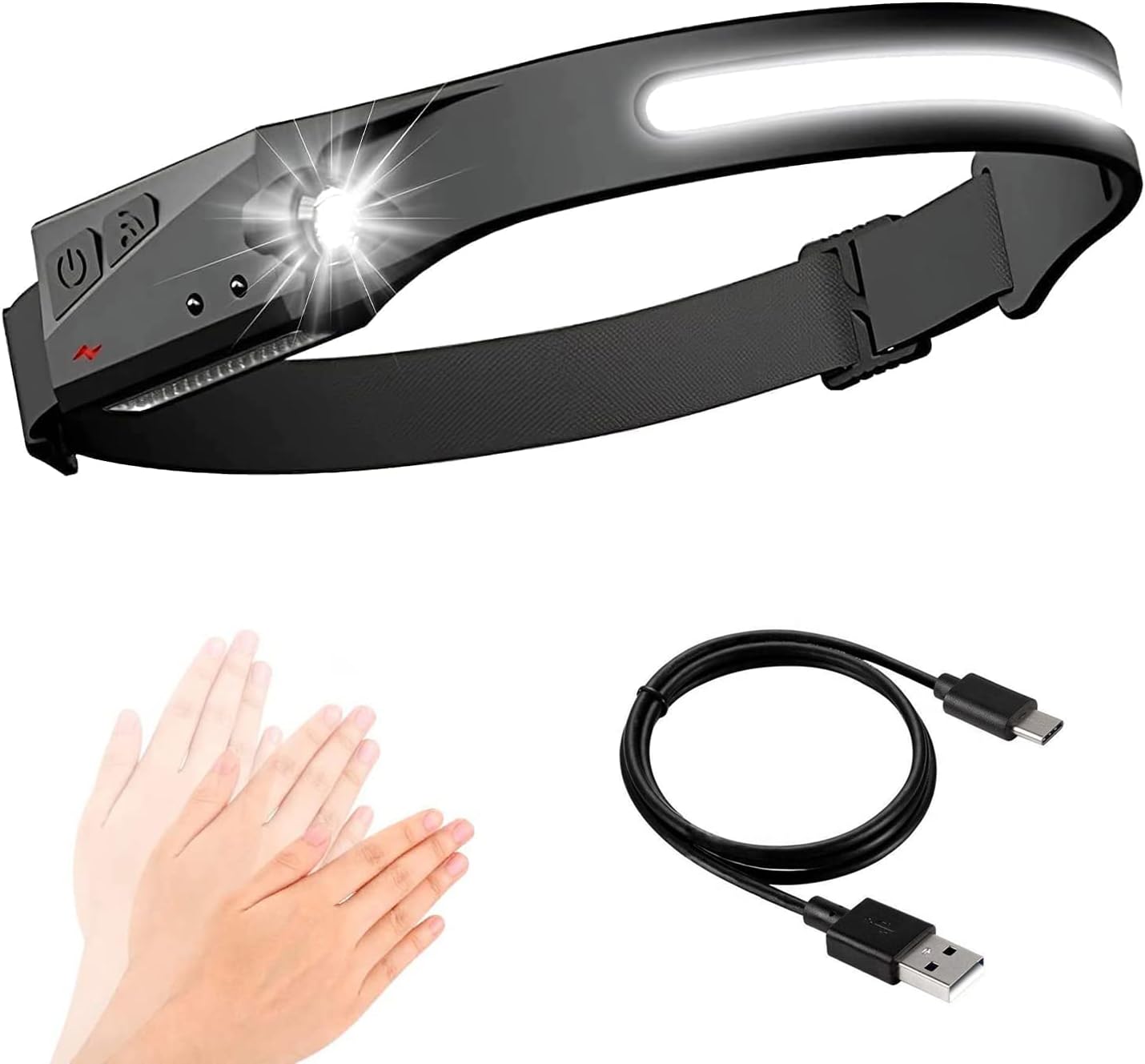 Rechargeable Sensor Headlight , Outdoor LED Head Torch