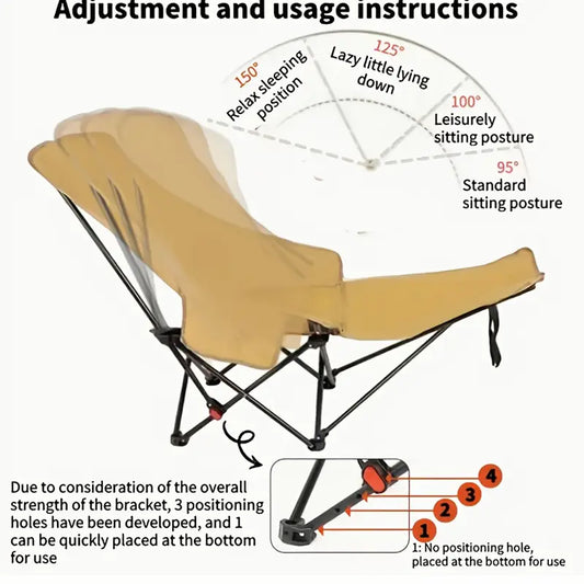 Adjustable Folding Recliner Chair, Outdoor Camping Chair