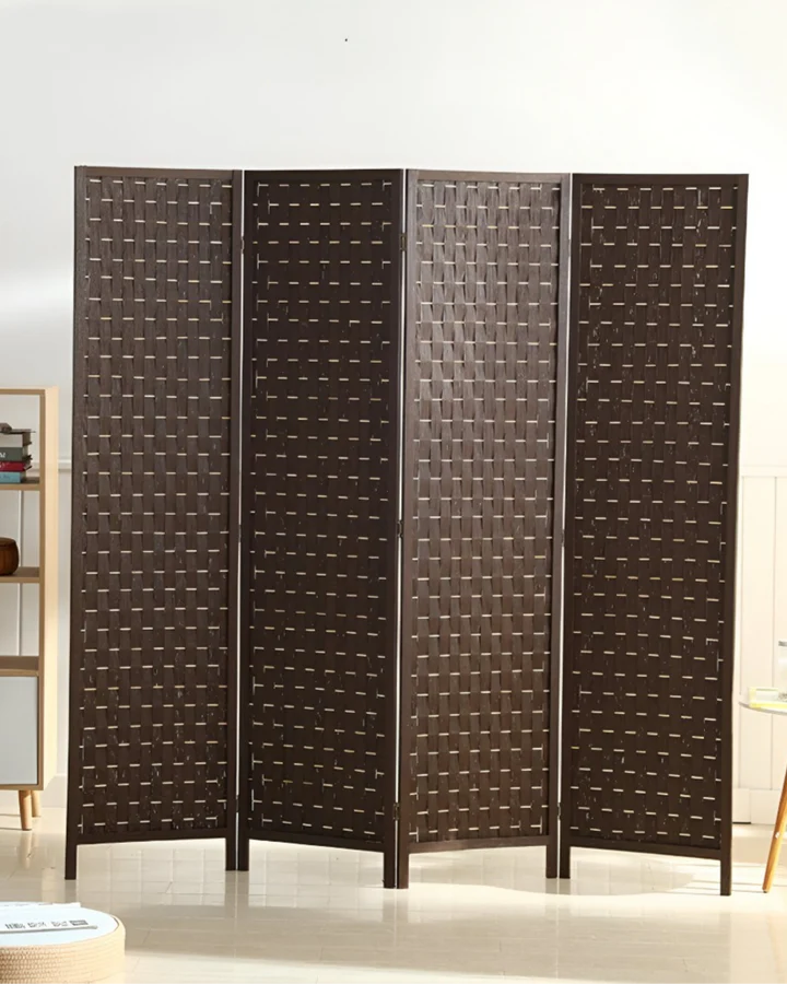 Foldable Wooden Room Divider, Double-Sided Room Divider Screen