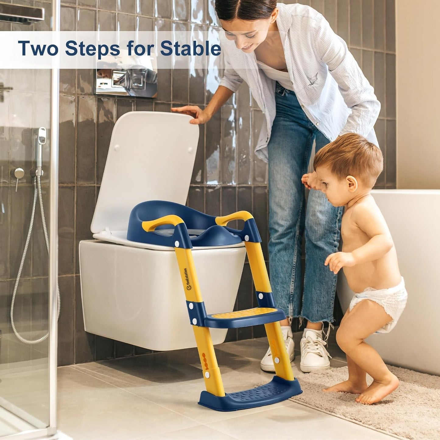 Kids Toilet Training Seat with Ladder, Foldable Potty Training Ladder Seat