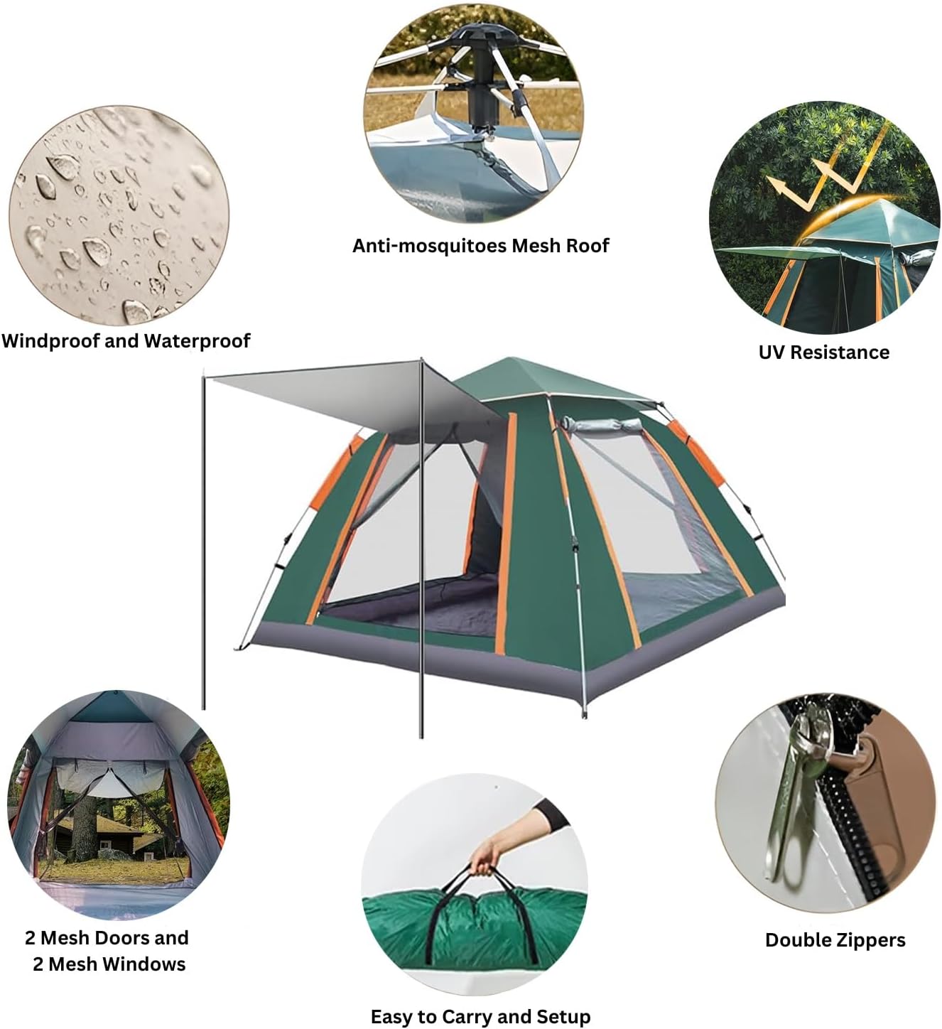 Waterproof Family Camping Tent, Automatic Pop-Up Tent
