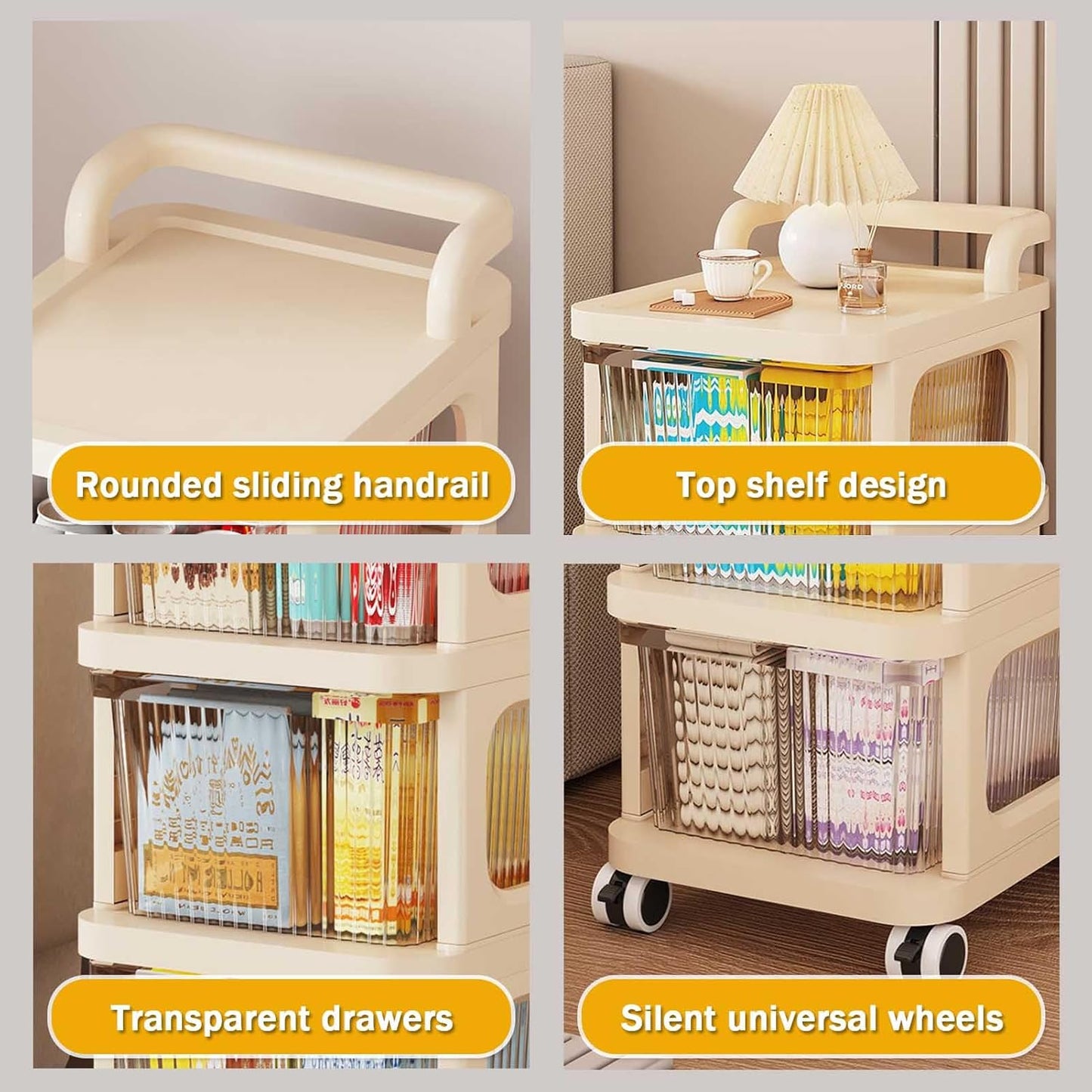 Plastic Storage Trolley with Wheels, 5 Layer Plastic Drawer Storage Cabinet