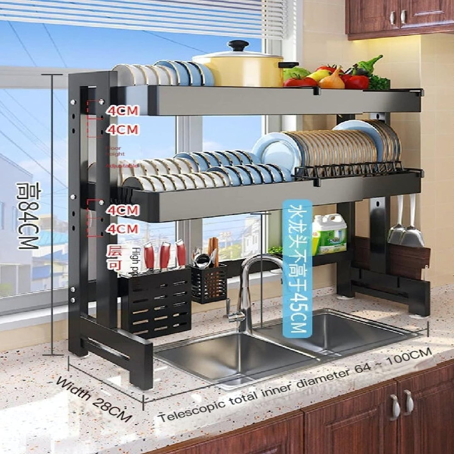 Adjustable Kitchen Sink Rack, Kitchen Over the Sink Rack Extendable