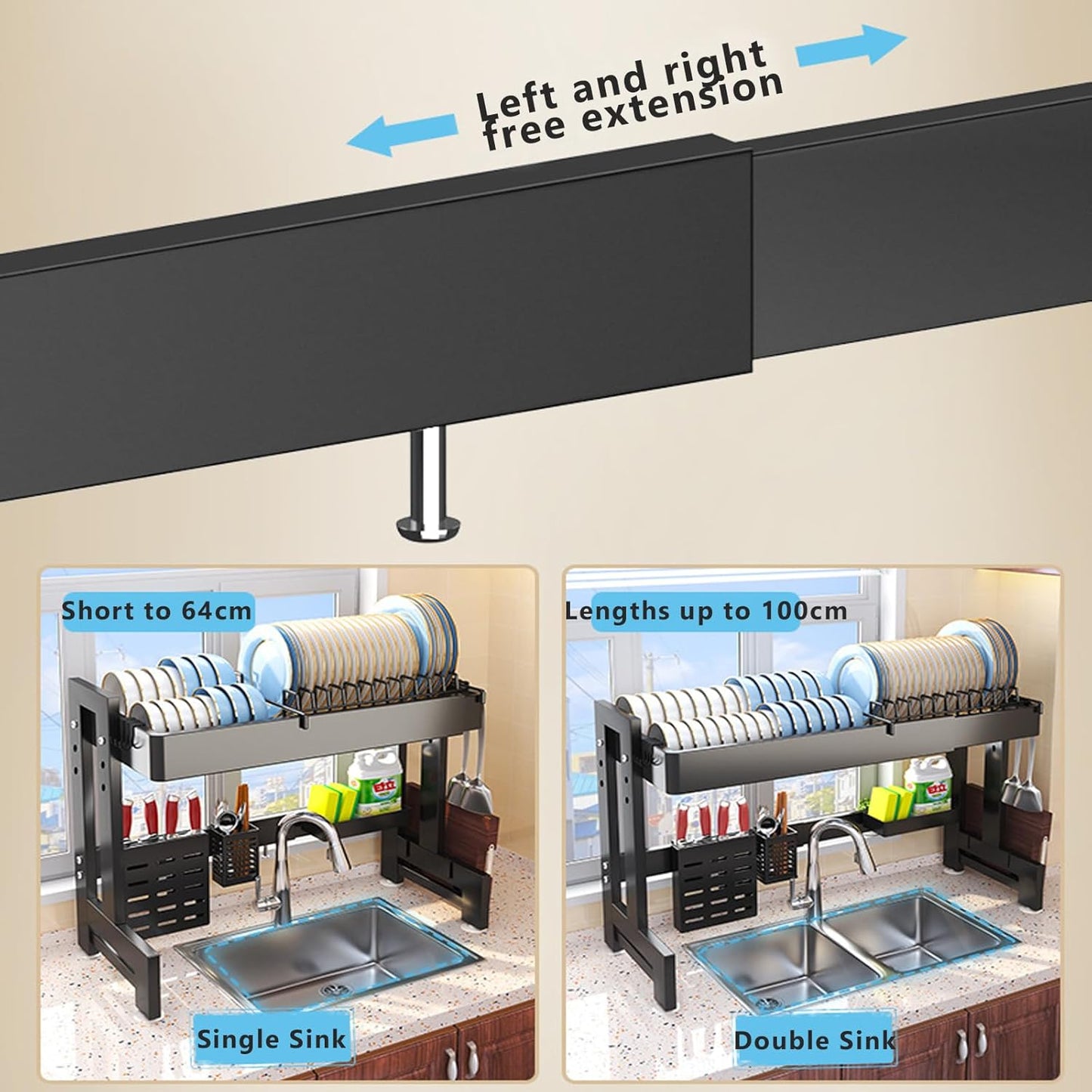 Adjustable Sink Rack Single Tier, Over the Sink Rack
