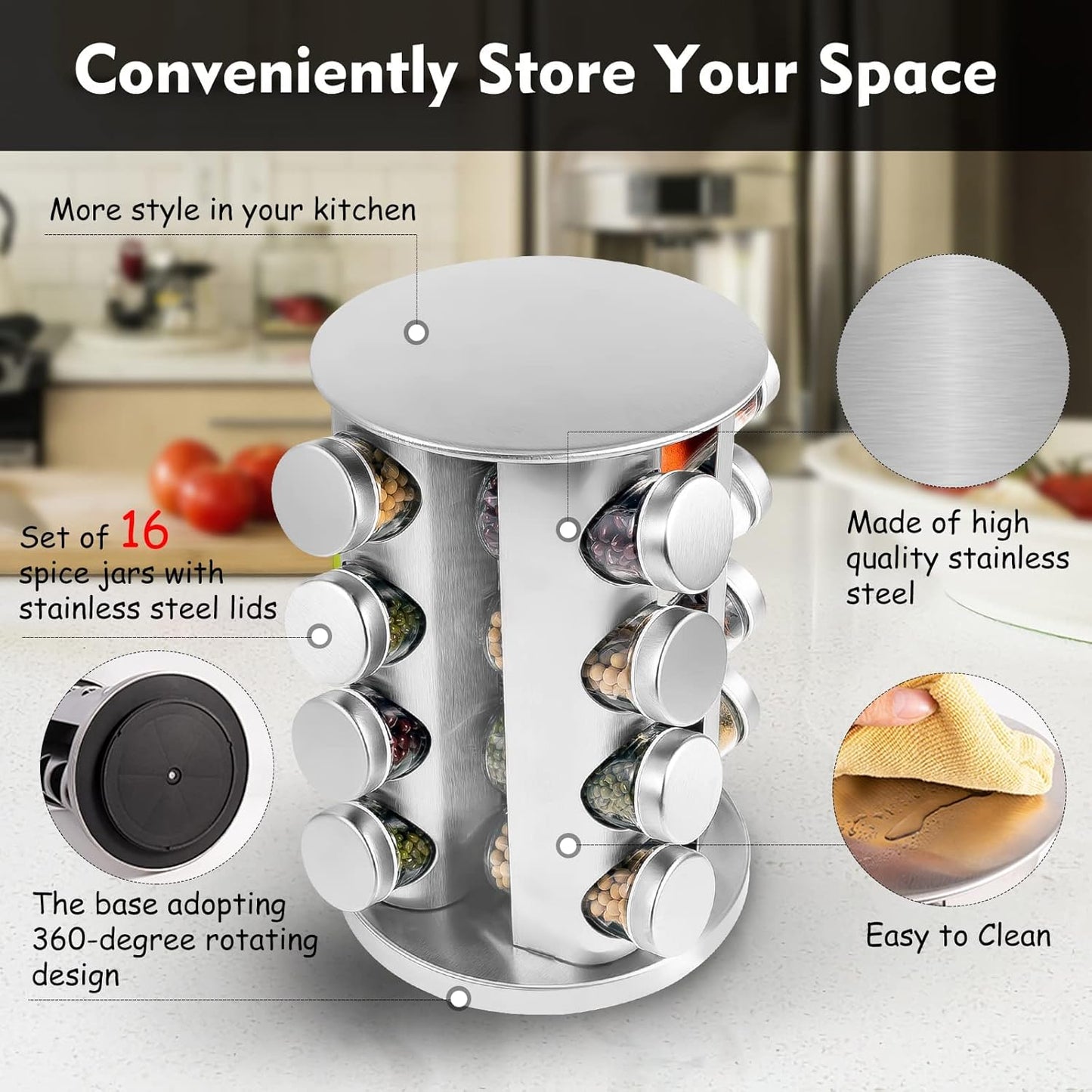 Rotating Spice Rack, Bottle Spice Rack