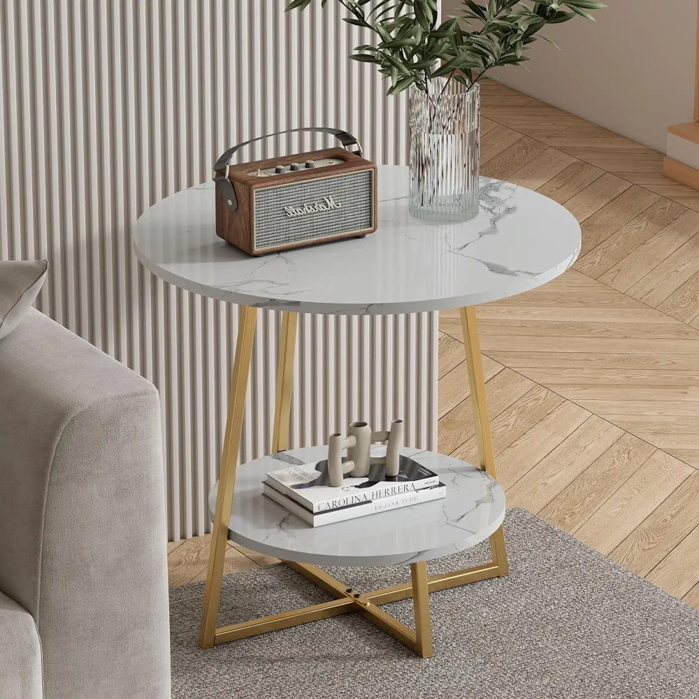 Round Side Table, 2 Tier Side Table
