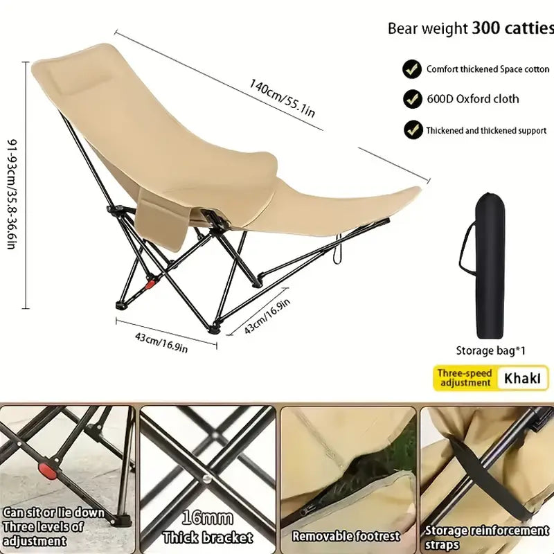 Adjustable Folding Recliner Chair, Outdoor Camping Chair