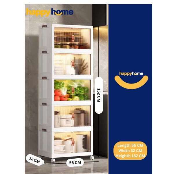 خزانة تخزين قابلة للطي 5 طبقات، منظم تخزين مغلق