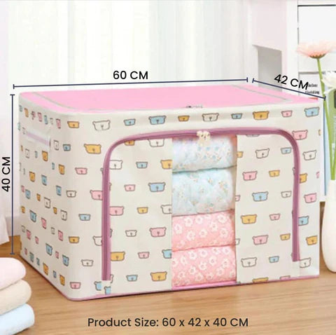 Fabric Foldable Storage Rack , Foldable Steel Frame Clothes Storage Box