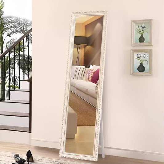 Full-Length Mirror, Standing Mirror with Wooden Frame