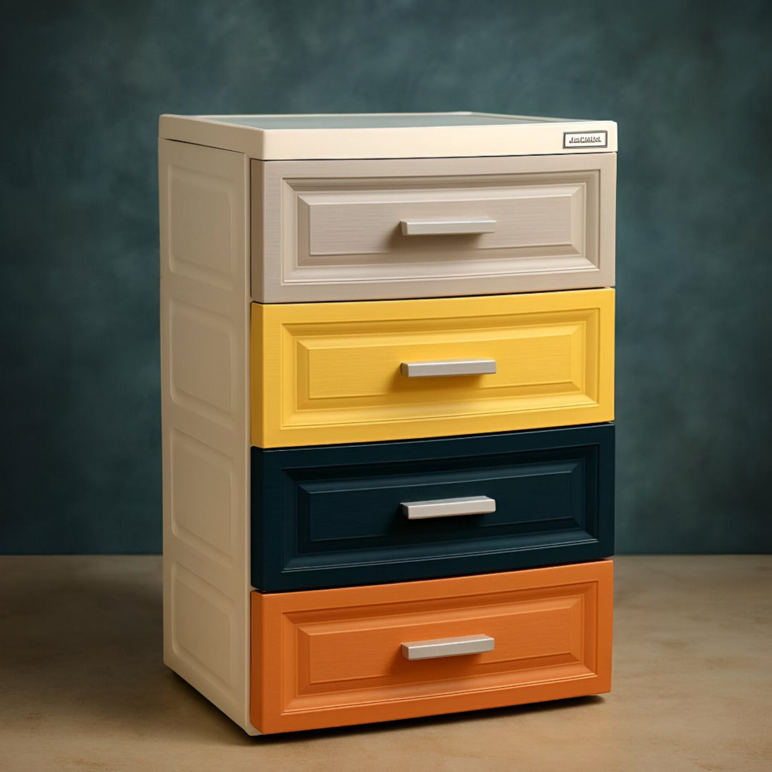 Plastic Drawer Organizer, Multi-Color Storage Cabinet 4 tier