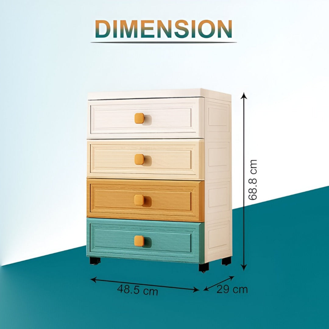 Plastic Drawer Organizer, Multi-Color Storage Cabinet 4 tier
