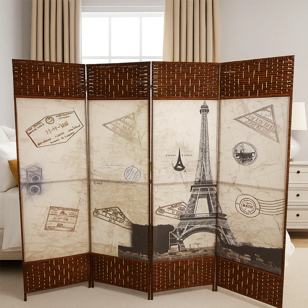 Printed Foldable Room Divider, Foldable Room Partition with Printed Design