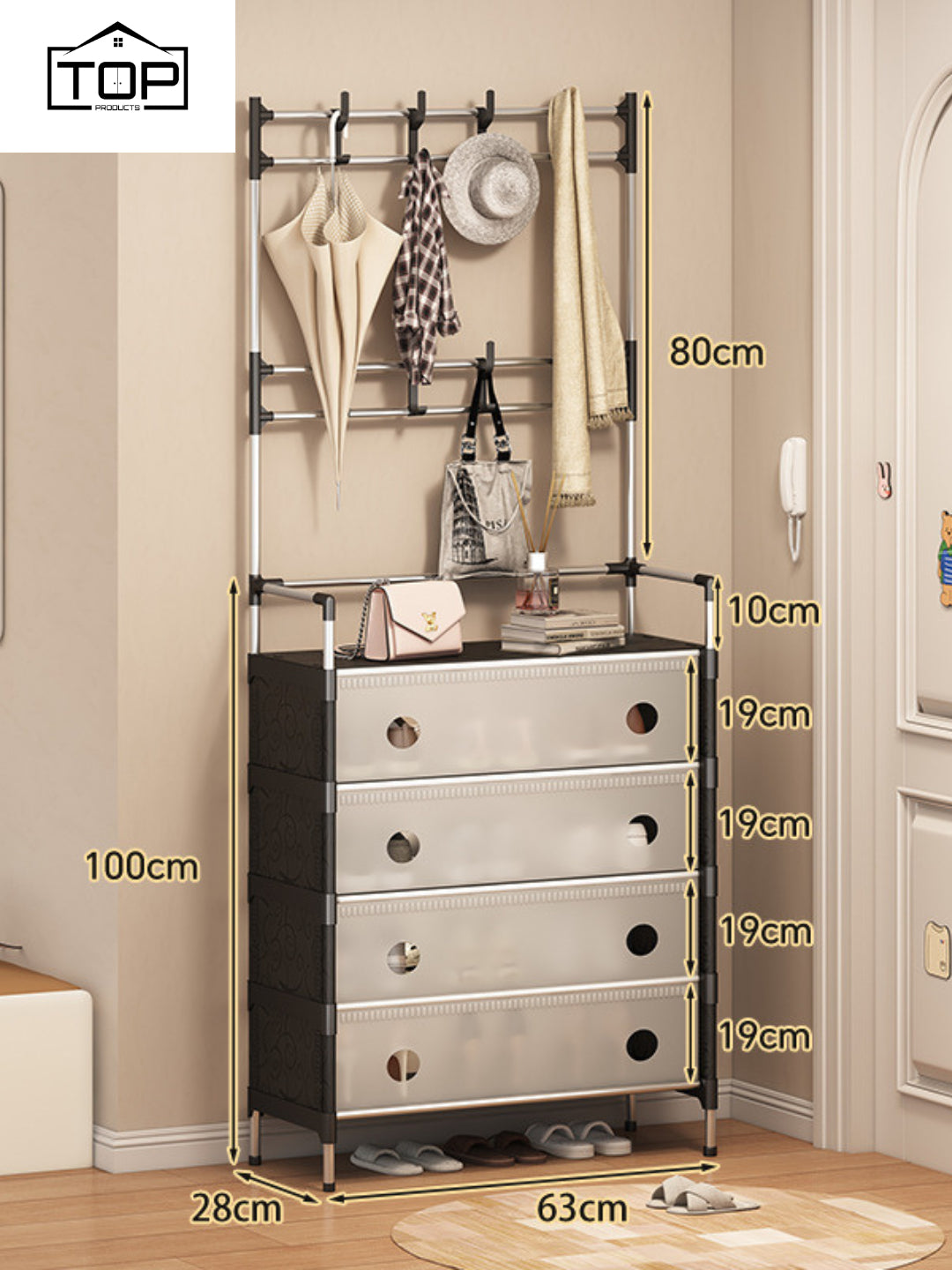 Shoe and Hat Rack with Door, 5 Tier Shoe Rack with Covers