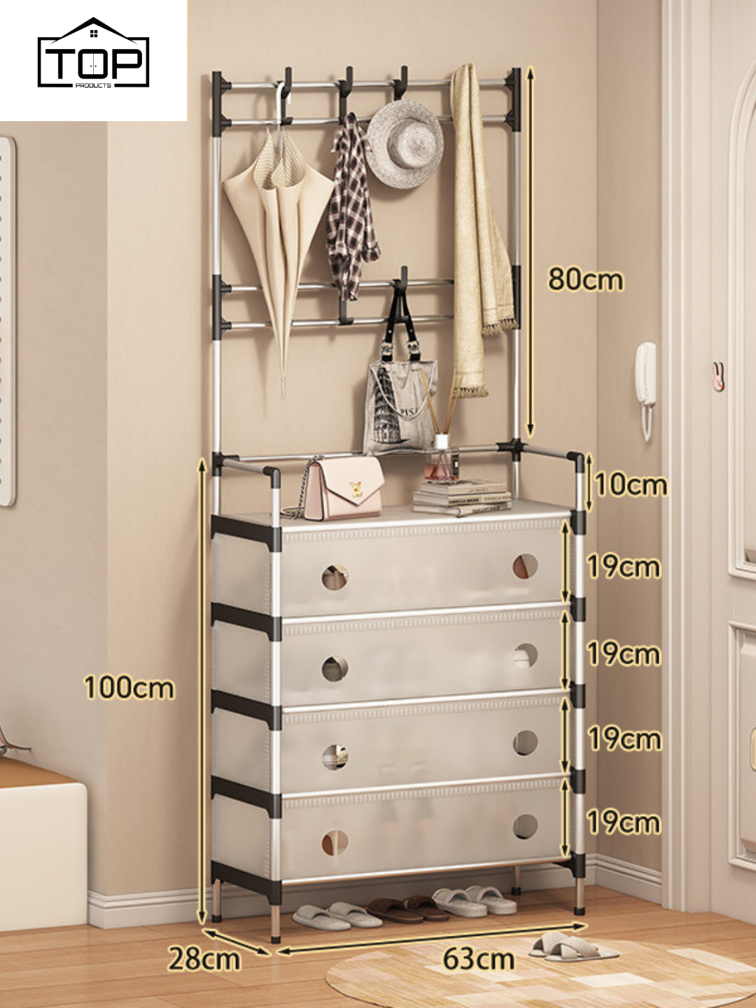 Shoe and Hat Rack with Door, 5 Tier Shoe Rack with Covers