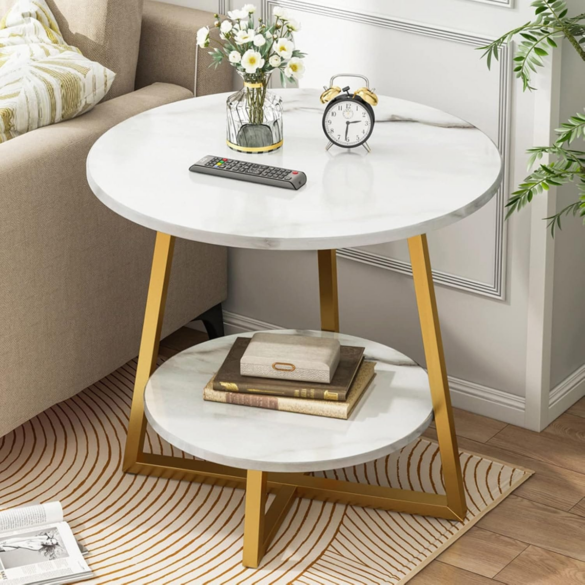 Round Side Table, 2 Tier Side Table