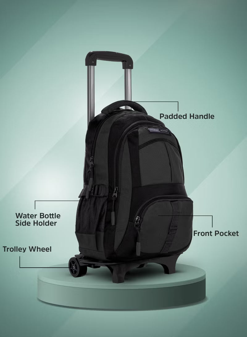 Unisex 16-Inch Rolling Trolley Backpack with Adjustable Strap