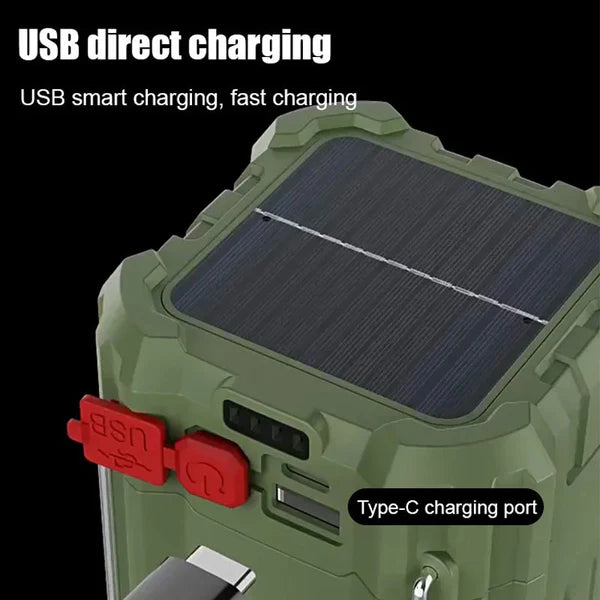 Solar Camping Fan with LED Light,