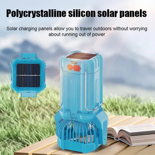 Solar Camping Fan with LED Light,