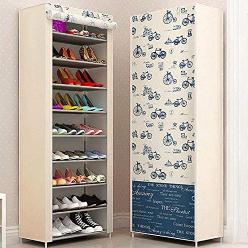 10 Layer Zipper Shoe Rack, Fabric Shoe Rack with Zipper happyhome