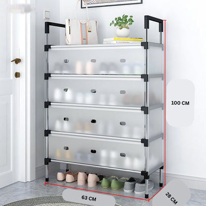 Metal Shoe Rack with Cover 5 tier, Shoe Rack with Door