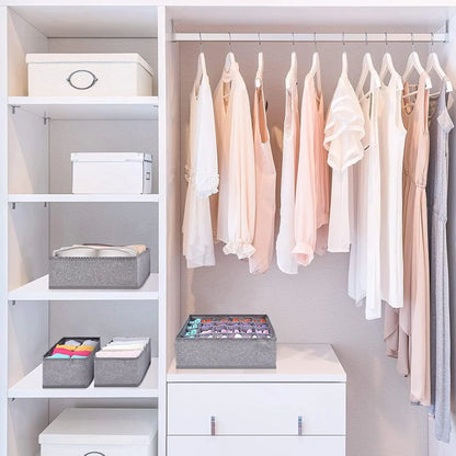 Fabric Storage Box with Compartments, Compartment Storage Organizer Boxes for Baby Clothes, Ties, Socks, Panties, Belts