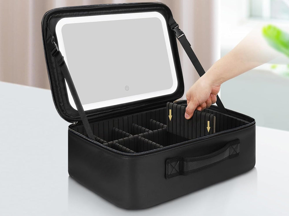 Makeup Case with LED Mirror,Travel Makeup Cosmetic Organizer Bag with LED Mirror