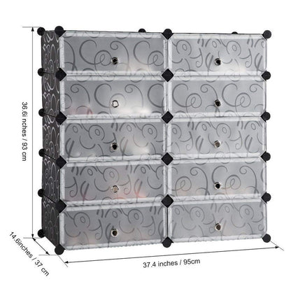2 Column 5 Layer Updoor Shoe Rack, Dust Proof Shoe Cabinet with Doors happyhome