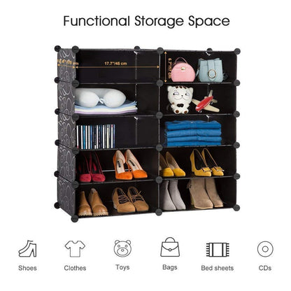 2 Column 5 Layer Updoor Shoe Rack, Dust Proof Shoe Cabinet with Doors happyhome
