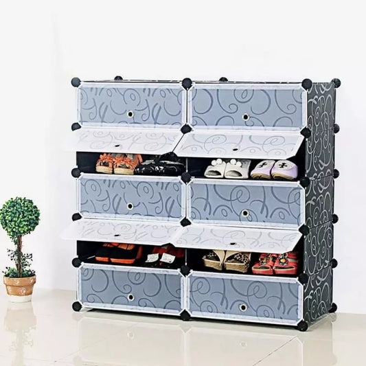 2 Column 5 Layer Updoor Shoe Rack, Dust Proof Shoe Cabinet with Doors happyhome