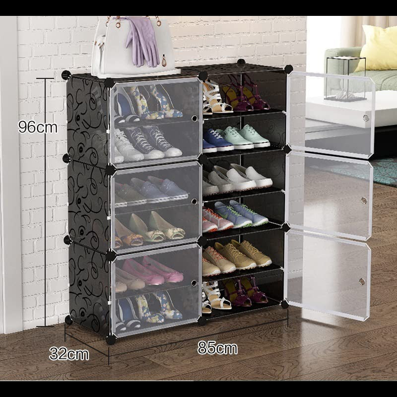 2 Column 6 Layer 6 Door Shoe Rack, Portable Shoe rack with Doors happyhome