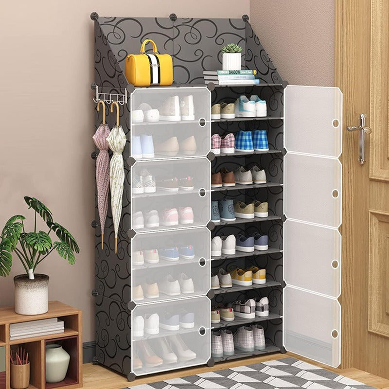 2 Column 9 Layer 8 Door Shoe Rack, Dust proof Shoe Cabinet with Door happyhome