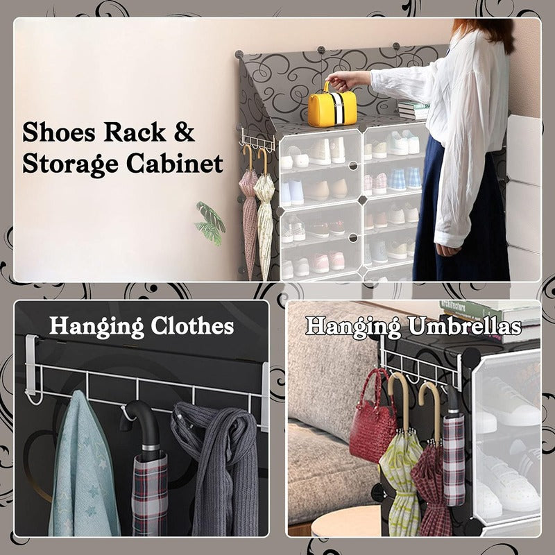 2 Column 9 Layer 8 Door Shoe Rack, Dust proof Shoe Cabinet with Door happyhome