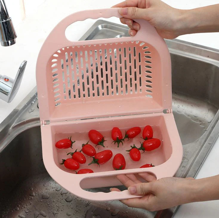 2 Pieces Foldable Kitchen Sink Strainer Basket , Multifunction Plastic Hanging Folding Strainer Sink Washing Basket for Kitchen happyhome