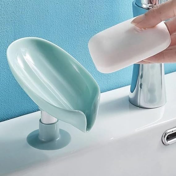 2 Pieces Self Drain Soap Holder, Leaf-Shape Self Draining Soap Dish Holder happyhome