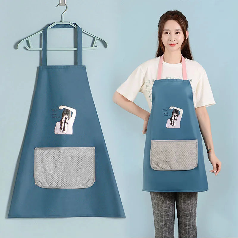 2 Pieces of Waterproof & oilproof Kitchen Apron , Kitchen Apron with Pockets happyhome