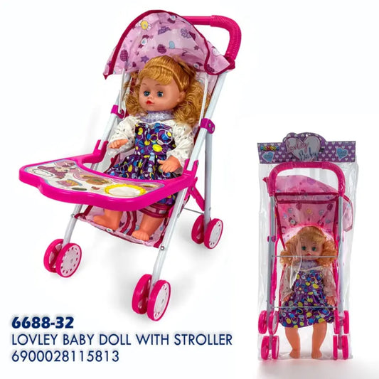 BABY DOLL WITH STROLLER 6688-32, Baby Doll with Stroller Set