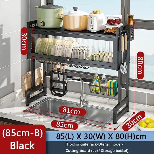 3 Tier Dish Rack Double Sink, Sink Rack with Door happyhome