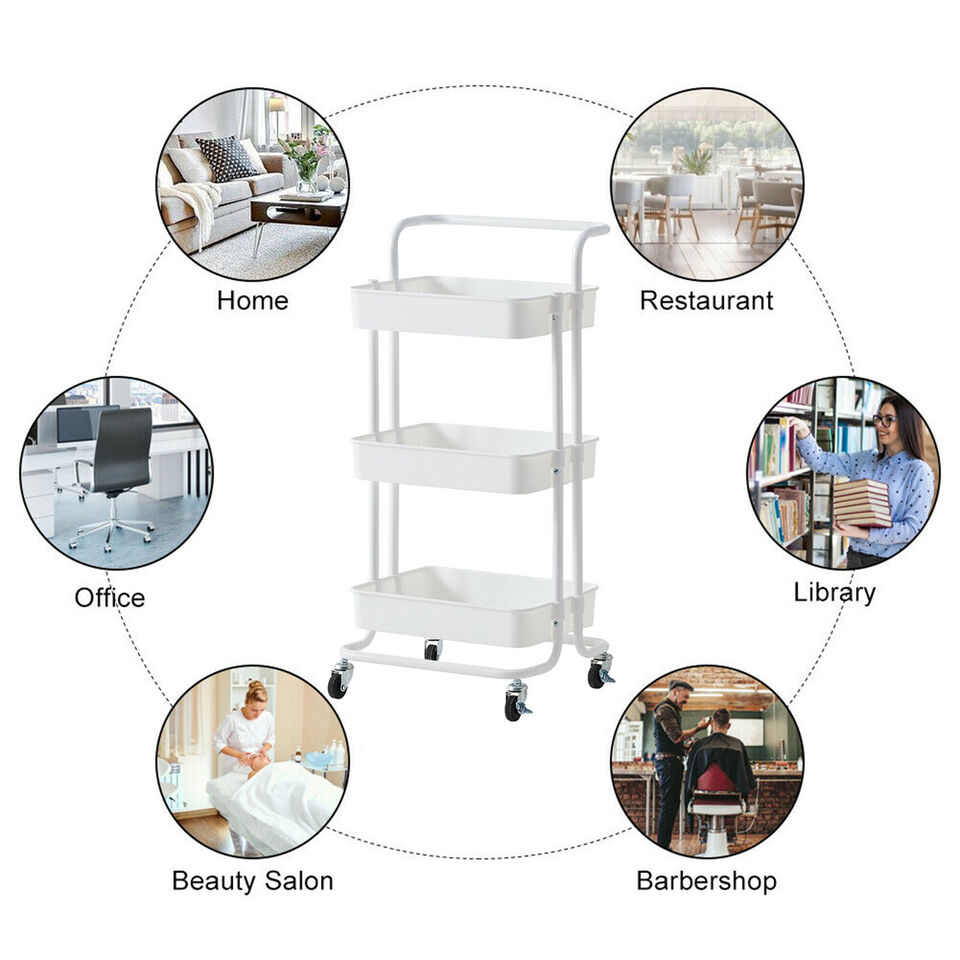 3 Tier Trolley Rack, Kitchen Trolley Cart happyhome