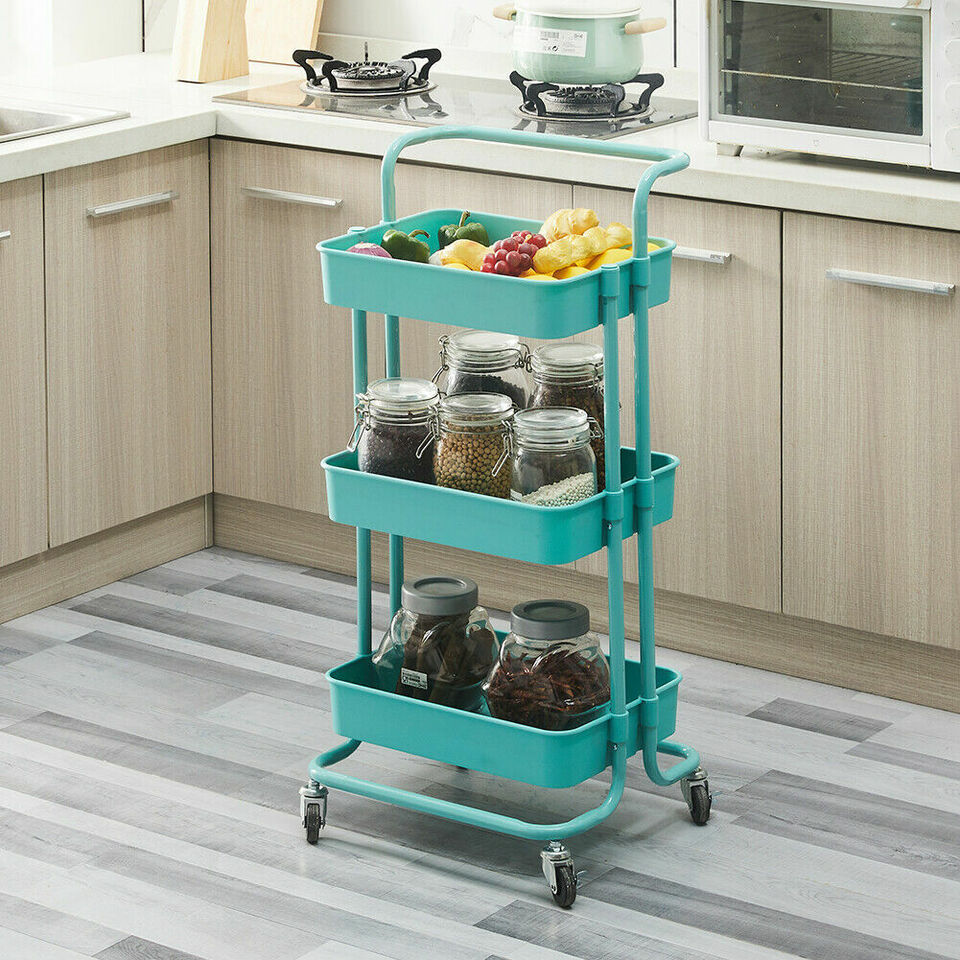 Short Rack Trolley 3 Tier Trolley Rack | Kitchen Trolley Cart – happyhome