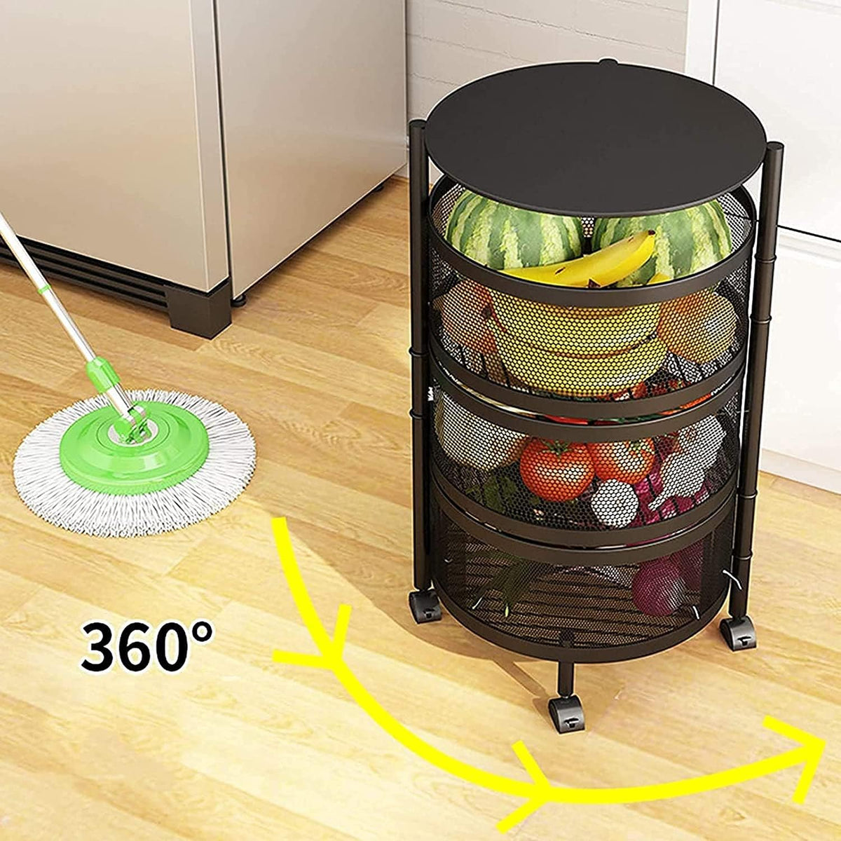 Cleanroom Wheel Rack 4 Layer Round Shelf | 4 Layer Multifunction Rack – happyhome