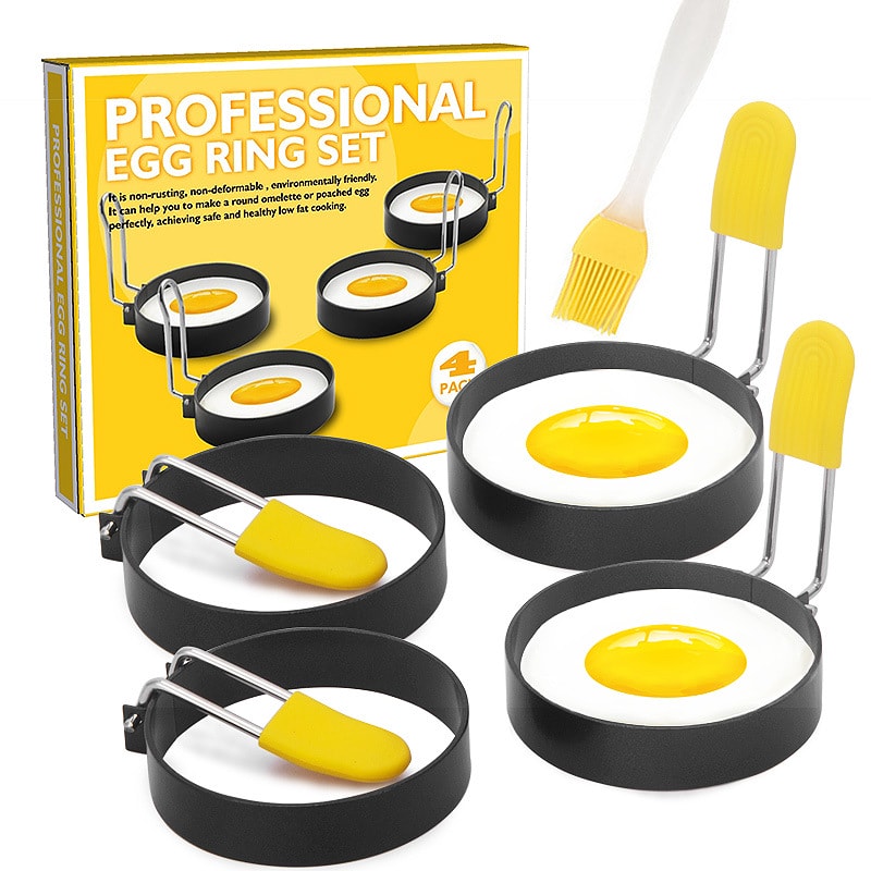 4 Pcs Set Egg Ring,Silicone Case and Brush happyhome