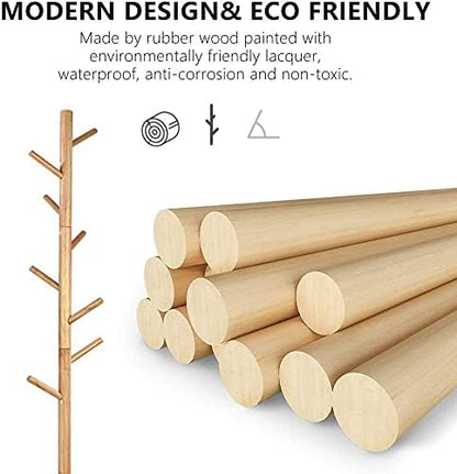 8 Hook Wooden Garment Rack, Wooden Clothes Stand